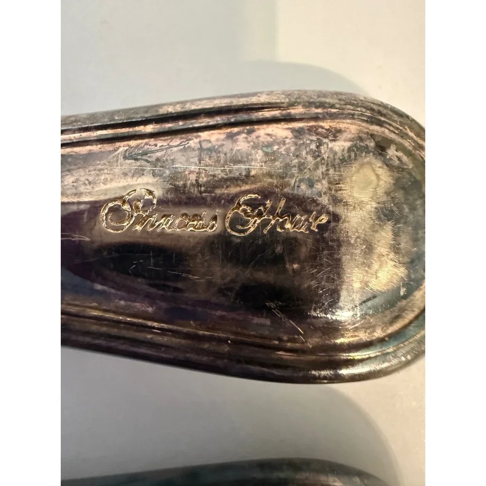 Princess House Silverplated Cake Server Knife Set Italy Floral Engraved Vintage